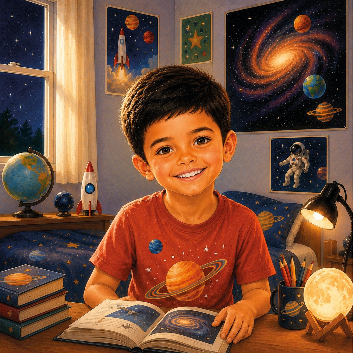 Page 2 of Space Explorer, a personalized KuttyStory book