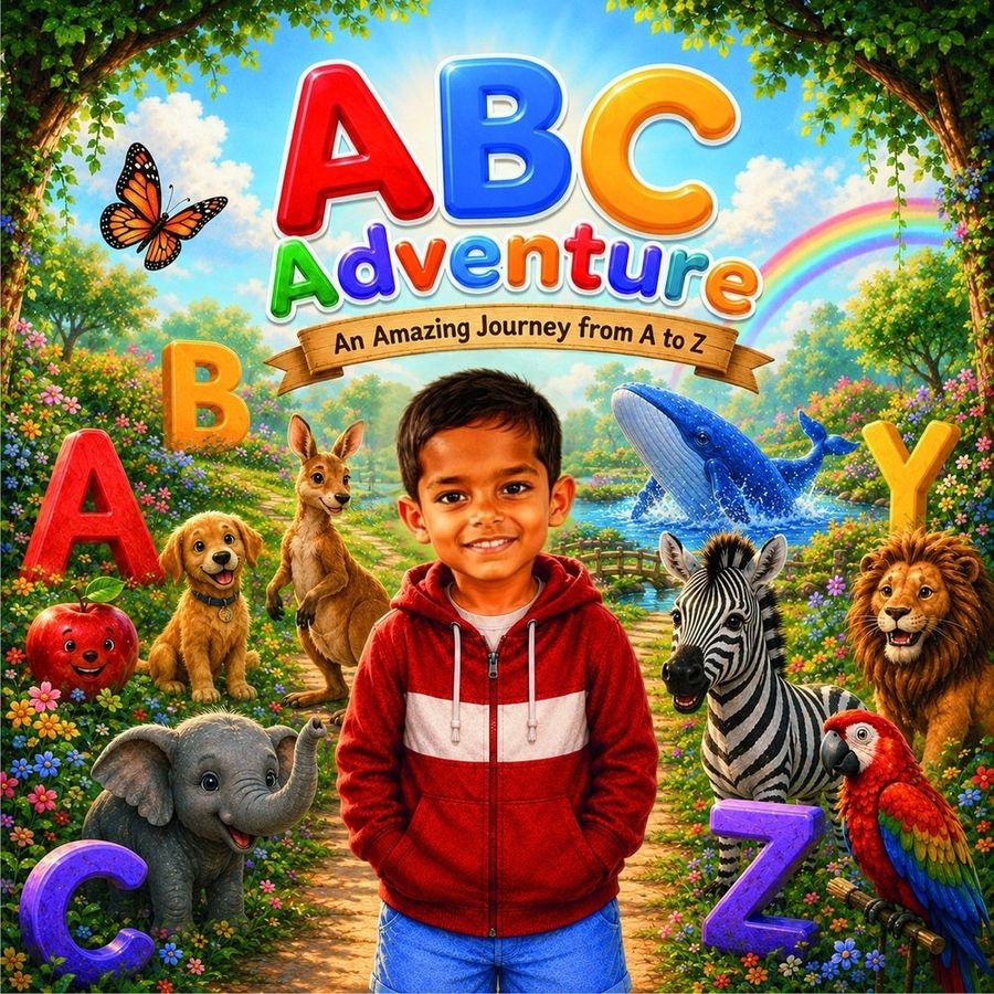 ABC Adventure personalised with Vihaan's face on the cover
