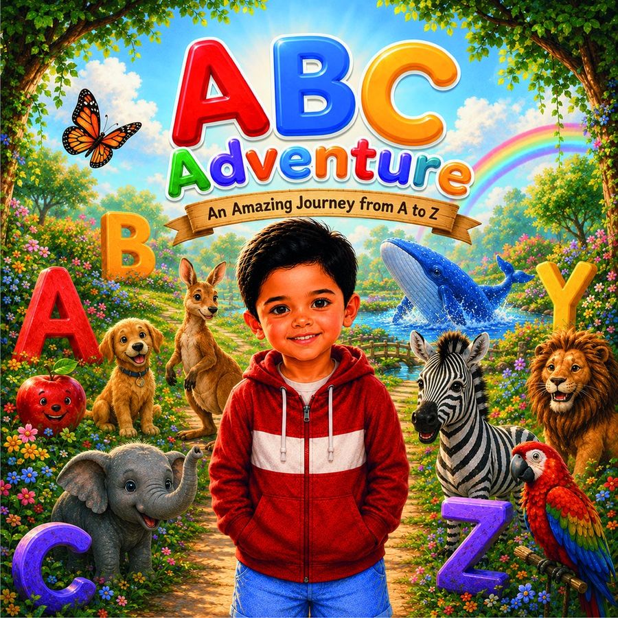 ABC Adventure - the illustrated cover before personalisation