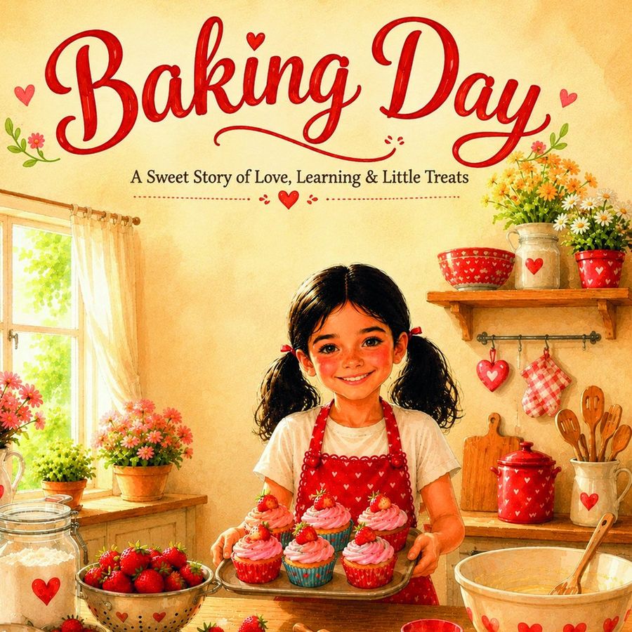 Baking Story - the illustrated cover before personalisation