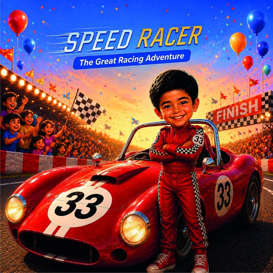 Speed Racer - the illustrated cover before personalisation