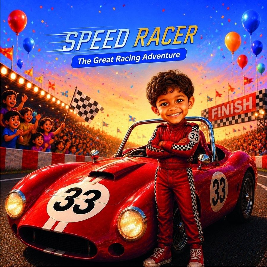 Speed Racer personalised with Kabir's face on the cover