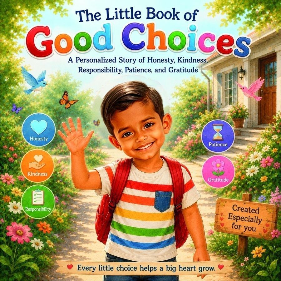The Little Book of Good Choices personalised with Rehan's face on the cover